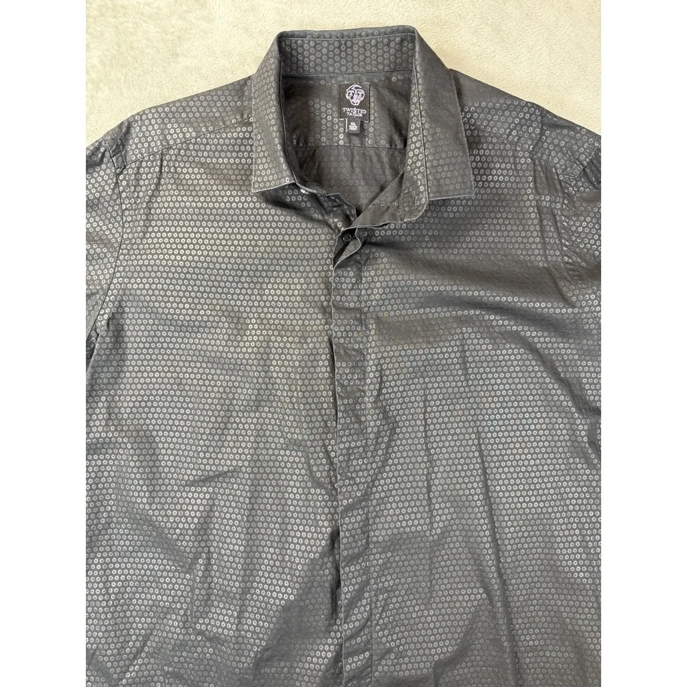Twisted Tailor Shirt Mens XL Black Fitted Button Down Geometric Print